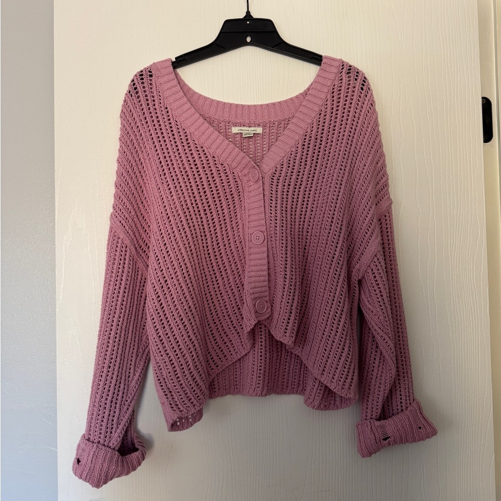 American Eagle Large Pink Button Up Sweater